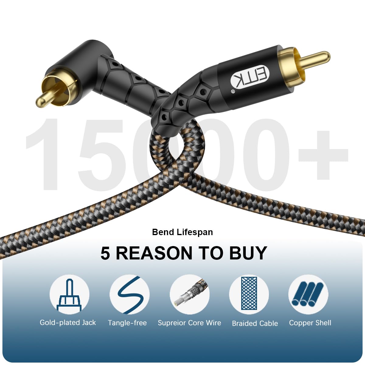 EMK 2m RCA cable fits larger rooms with flexible placement.