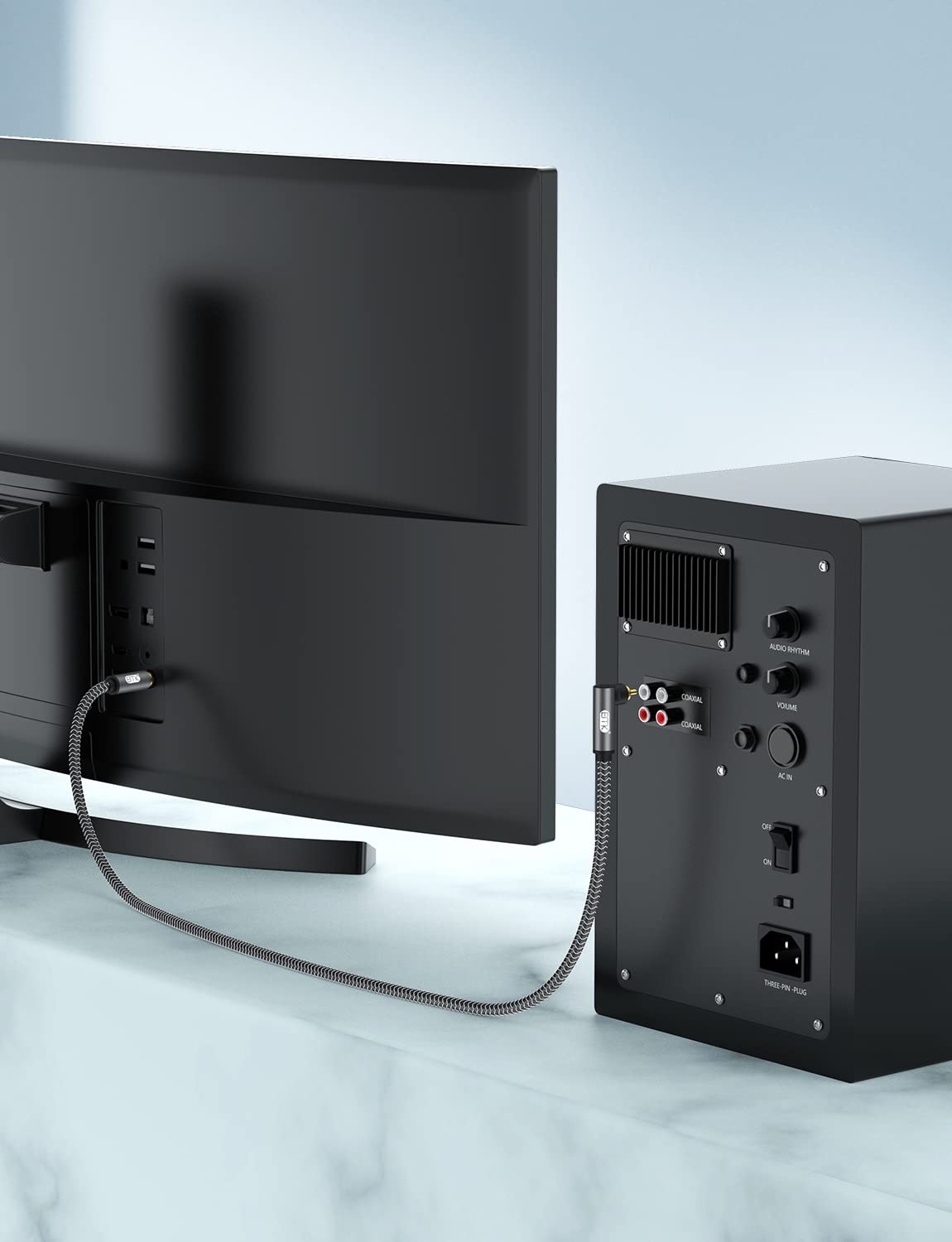 EMK dual shielding reduces interference for crisp, undisturbed audio from home theater components.