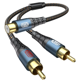 EMK RCA splitter with nylon braided cable for durable one-to-two audio connections