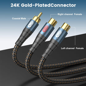EMK RCA splitter gold-plated contacts ensure minimal signal loss.