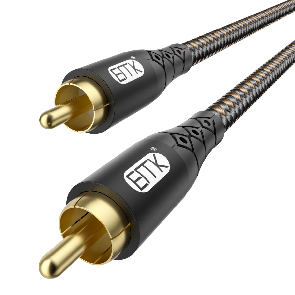EMK RCA to RCA cable black 10ft enables clean subwoofer connections