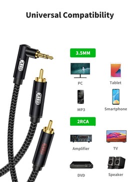 EMK red and white RCA connectors color-coded for effortless left-right channel identification.