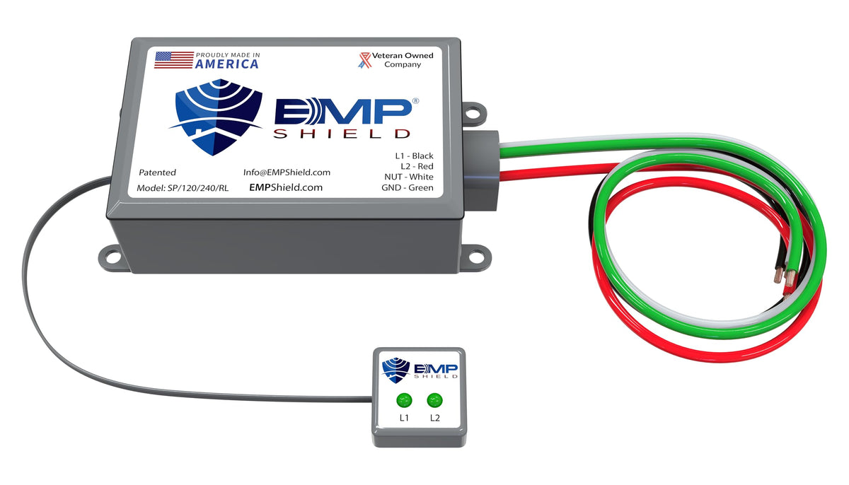 EMP Shield complete installation image showing flush mounted setup with insurance backed coverage