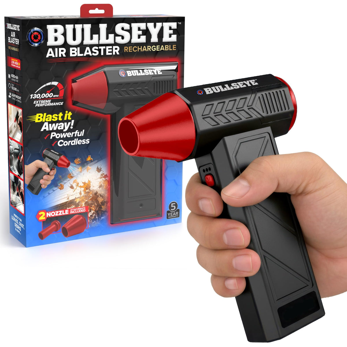 EMSON BULLSEYE front view showing compact blower and controls for quick dusting