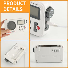 EMVANV portable shower speaker with headphone jack for private listening.