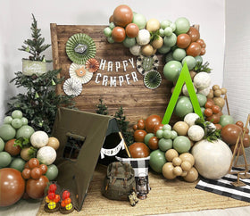 Enanal foil campfire balloons arranged showing thematic accent and focal point