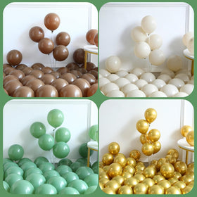Enanal woodland party setup showing balloon arch creating photogenic backdrop