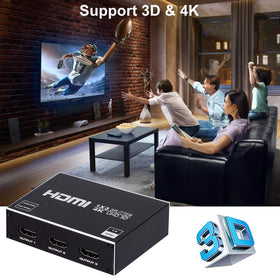 ENBUER 1x3 HDMI Splitter in a living room setup powering multiple screens
