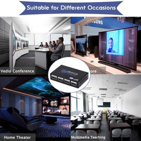 ENBUER 1x4 HDMI Splitter compact box fits discreet entertainment setups