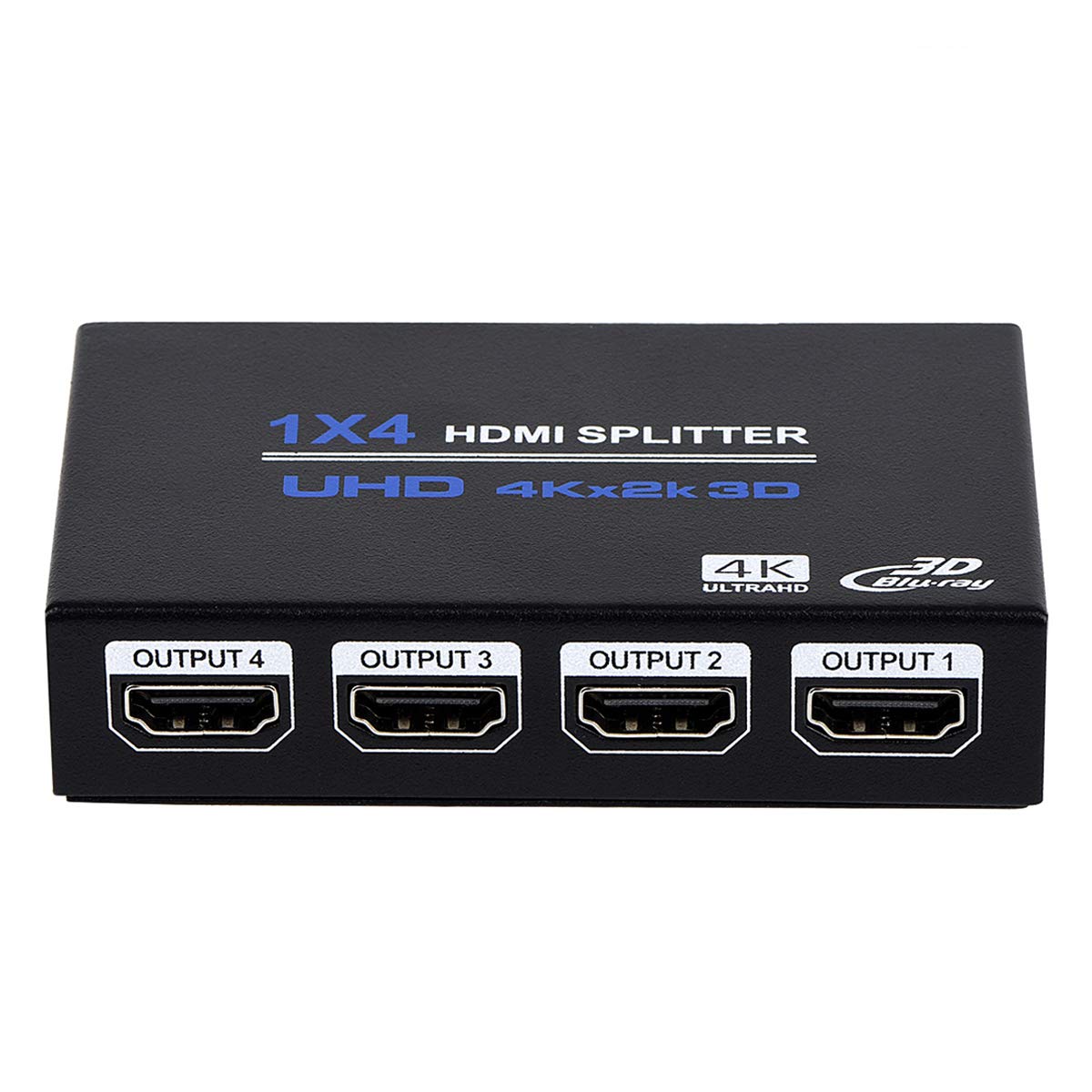 ENBUER 1x4 HDMI Splitter front view showing compact design for easy setup