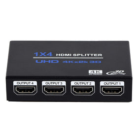 ENBUER 1x4 HDMI Splitter front view showing compact design for easy setup