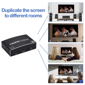 Enbuer HDMI Splitter compact design fits neatly in a media rack
