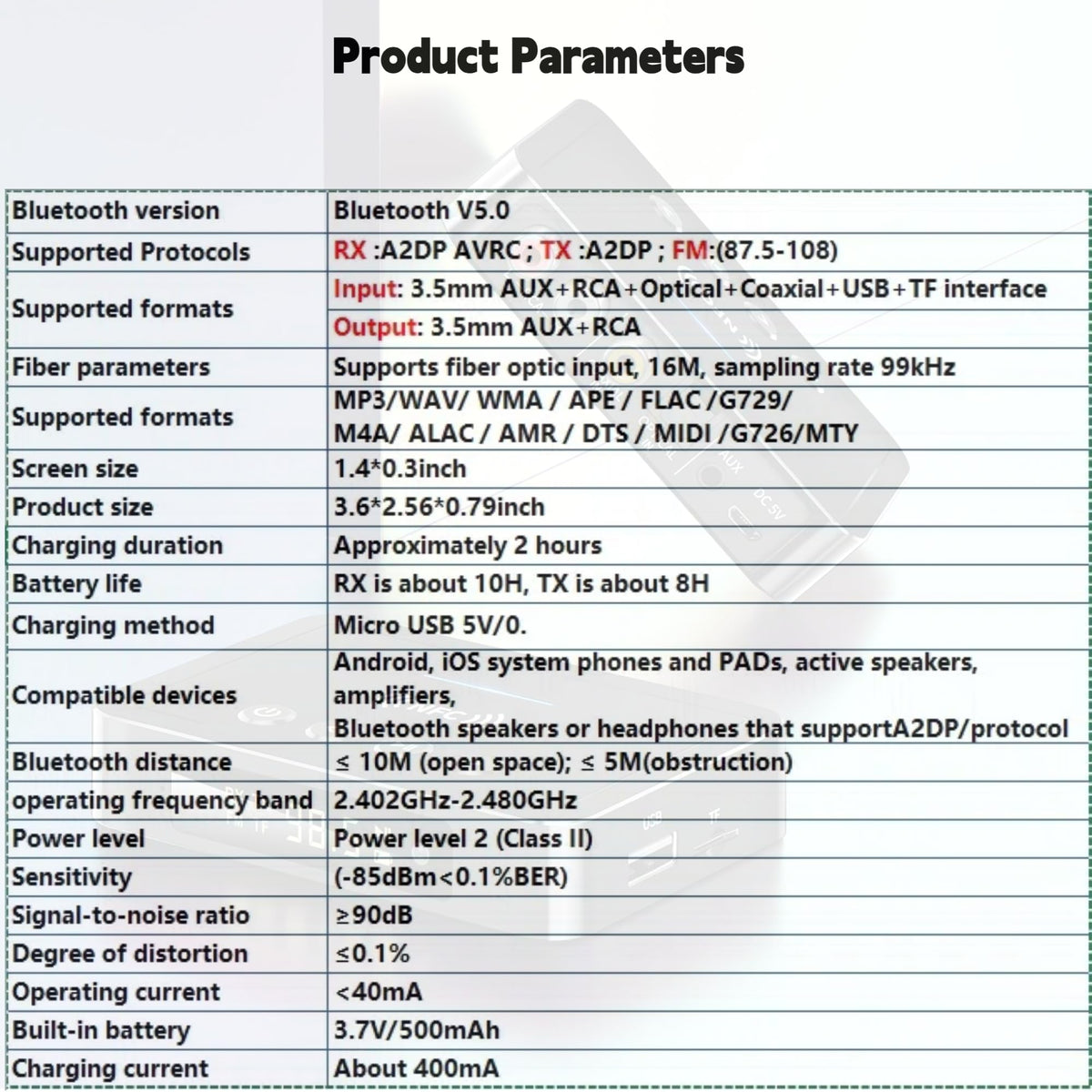 Endvler M6 aptx-ll label indicating low-latency audio support.