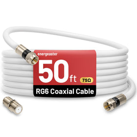 Energeaster 50ft RG6 coaxial white cable for reliable indoor/outdoor installations