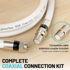 Energeaster 75-ohm impedance coaxial cable delivers minimal signal loss for crisp TV and internet.