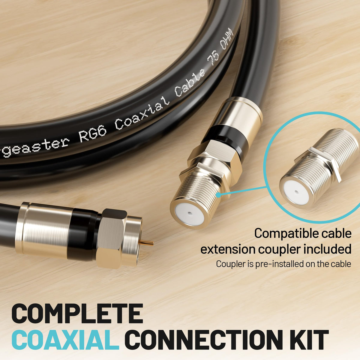 Energeaster triple-shielded RG6 cable protecting signal quality