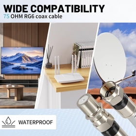 Energeaster weatherproof F-connector ensures durable indoor or outdoor use