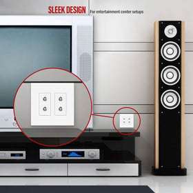 ENERLITES lifestyle shot in living room showing tidy TV connection and improved aesthetics
