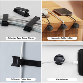ENGYNC 52-piece kit includes tray, clips, ties, and non-slip pads for versatile setups