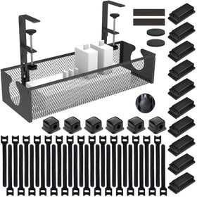 ENGYNC under-desk cable tray with no-drill installation protects surfaces