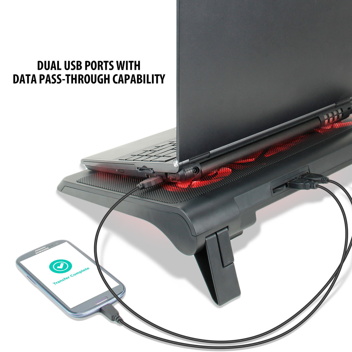 ENHANCE dual USB ports and control wheel for fan speed and LED brightness control
