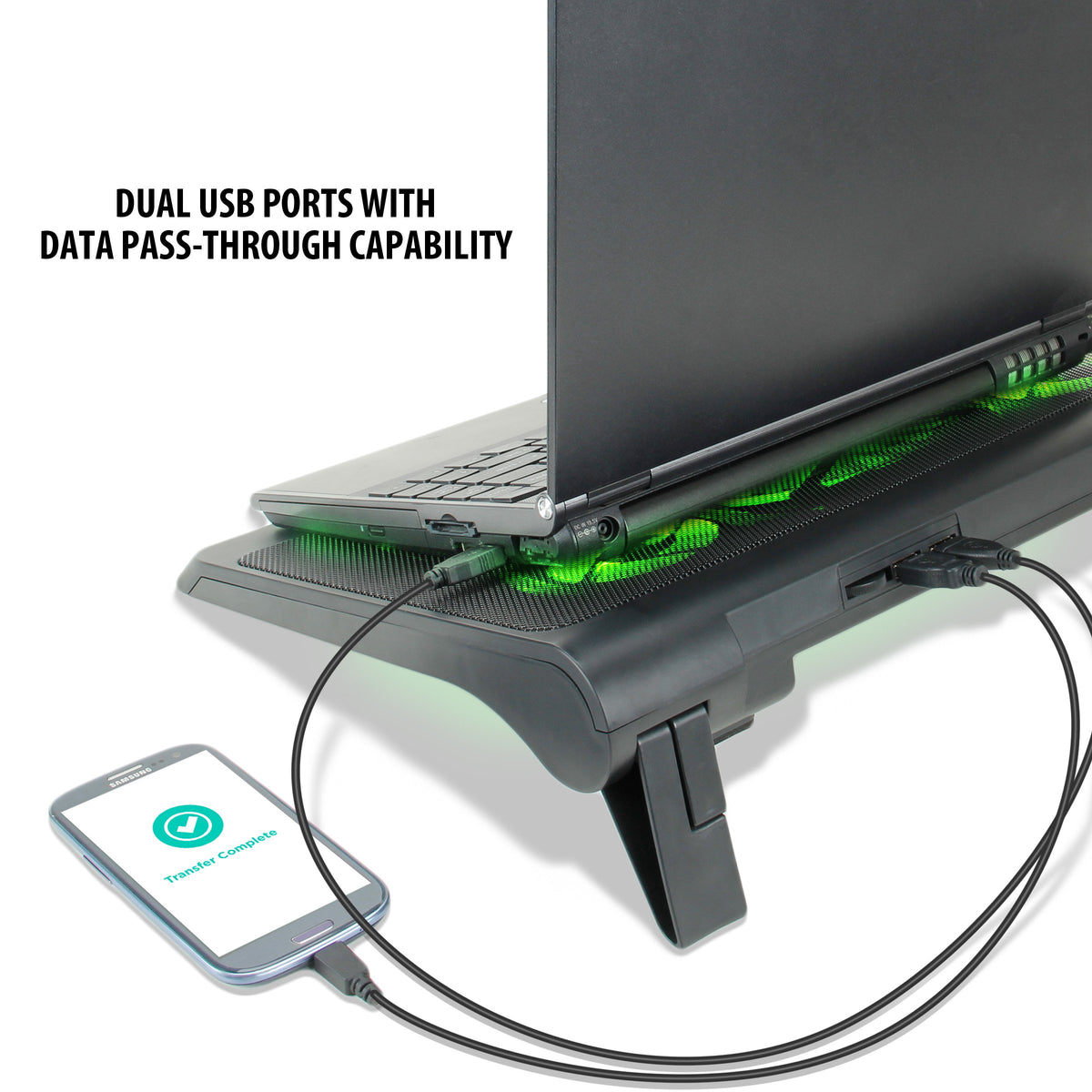 ENHANCE 17-inch laptop on pad to show fit and size comparison benefit