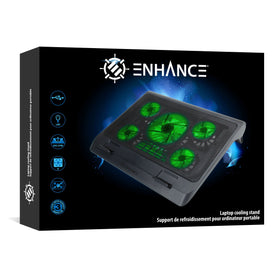 ENHANCE lifestyle desk setup with cooling pad improving comfort during gaming