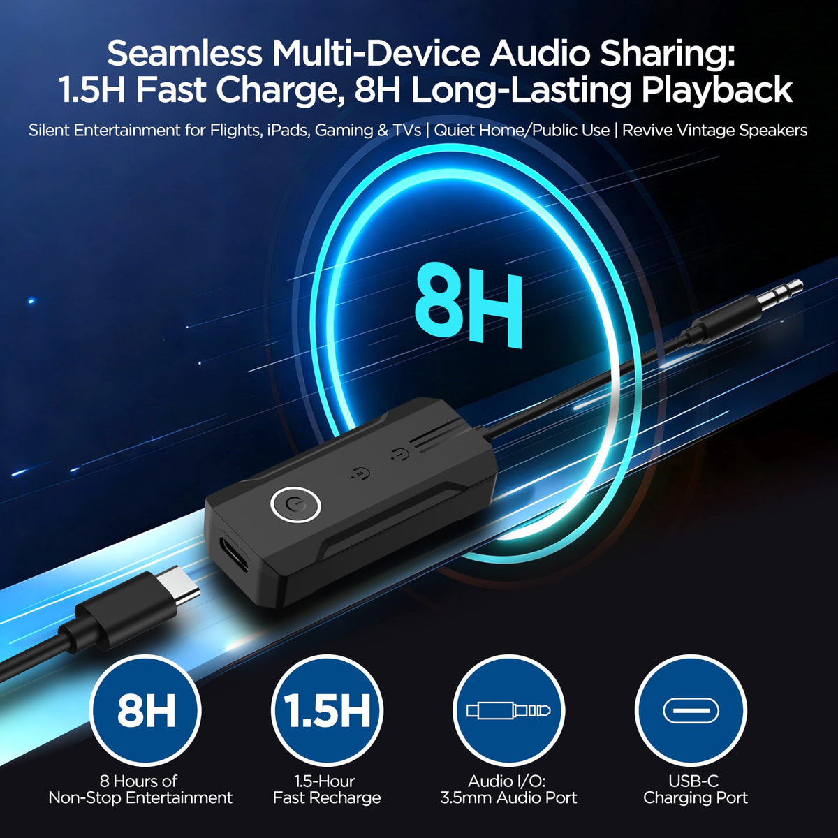 Enhanlife Ultrbeka-BR03 3.5 mm AUX connection for versatile streaming.