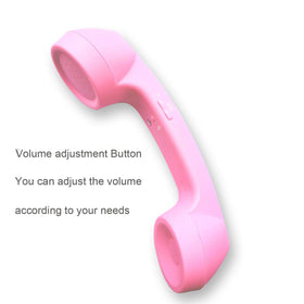 ENJOY-UNIQUE pink retro handset being held for easy use
