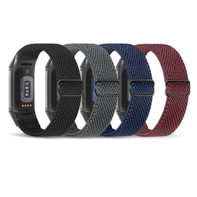 enkic elastic nylon band for Fitbit Charge 6/5 four-pack, adjustable comfort for all-day wear