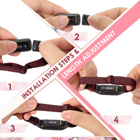 enkic Fitbit Luxe band shows flexible fit and easy on/off.