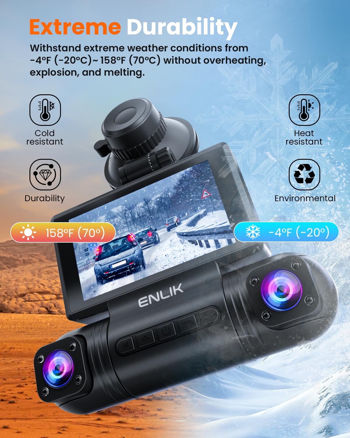 ENLIK dash cam includes 128GB microSD card for storage