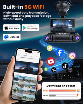 ENLIK dash cam with 5G WiFi and mobile app control