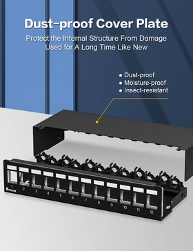Enmane patch panel side view highlighting slim profile ideal for desk mounting.