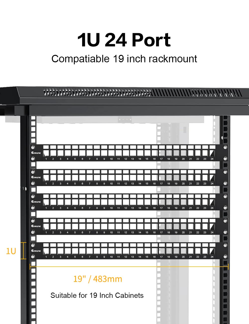 Enmane 1U patch panel installation rails for rack compatibility