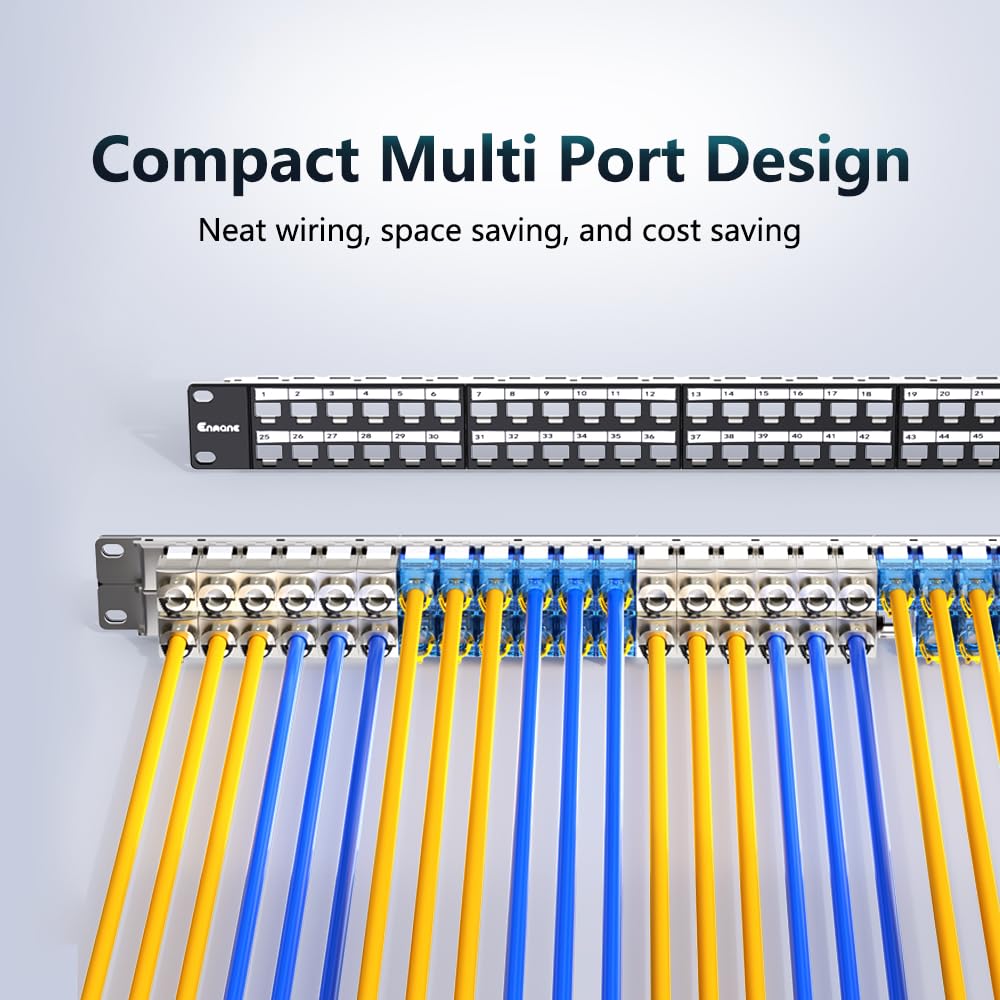 Enmane compact 1U design maximizes cabinet space and patch panel density.