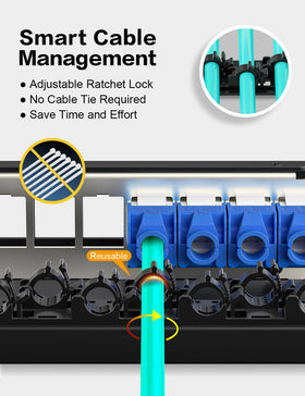 Enmane patch panel desk-mount installation demonstrates quick, tool-free setup.
