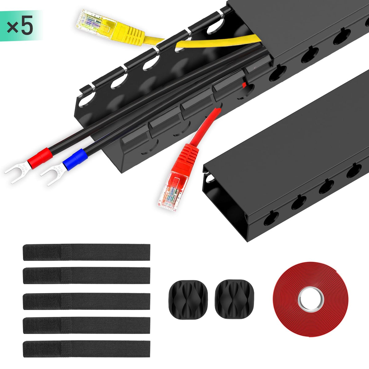 ENONCI five-pack cable raceway offers flexible layout options.