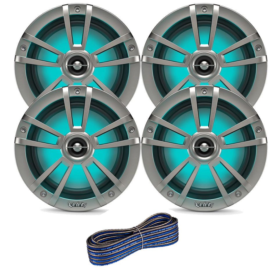 Enrock Infinity 6.5-inch LED marine speaker front view with RGB lighting for outdoor audio.
