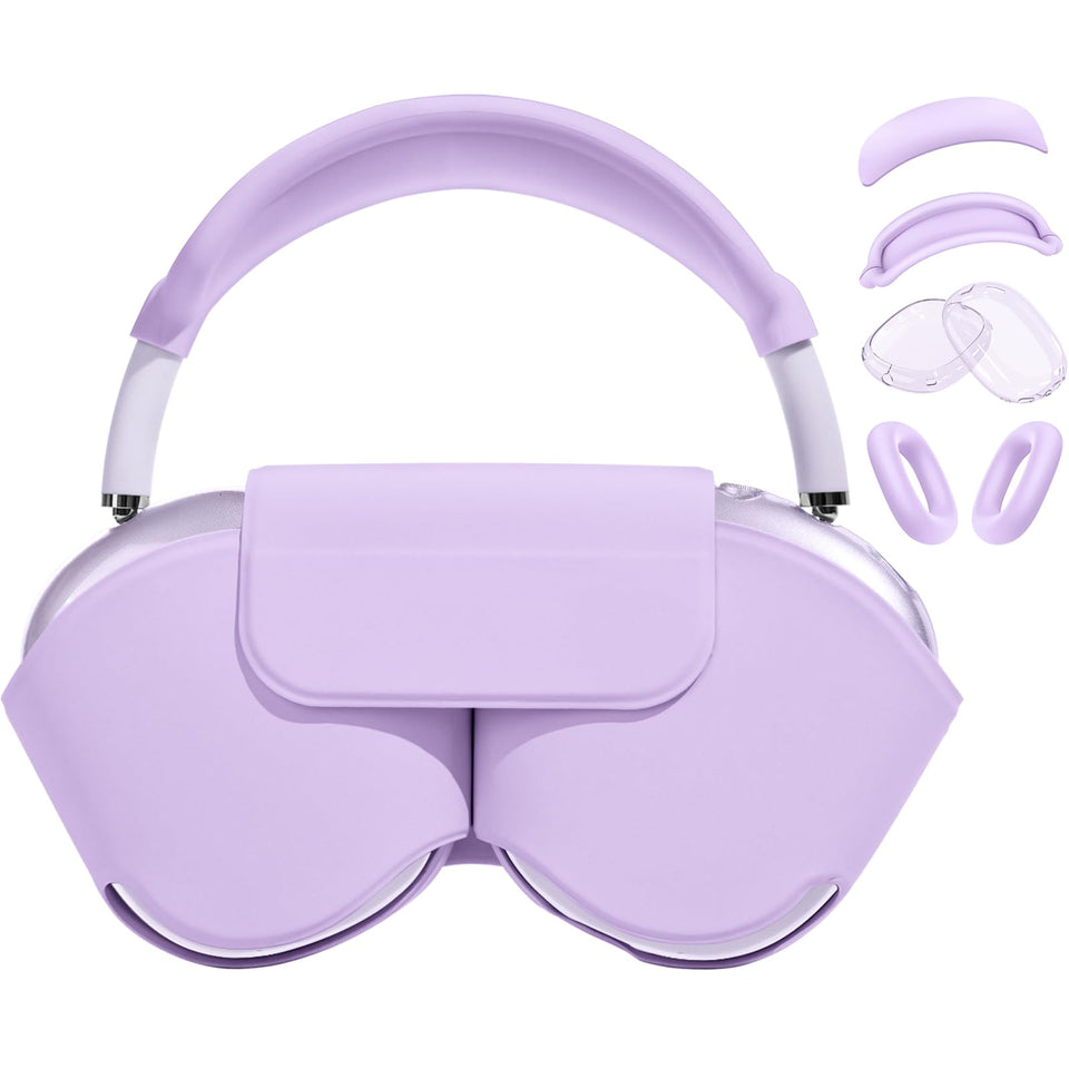 Ensfomte purple leather smart case front view protecting AirPods Max
