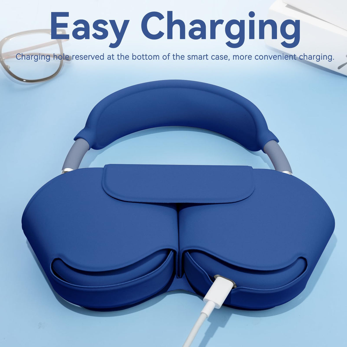 Ensfomte lifestyle travel scene with case and headphones, stylish on-the-go safeguard