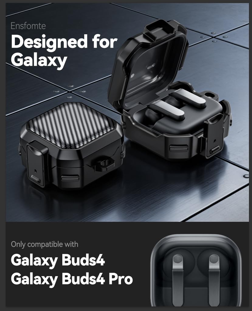 EnsFomte case side view shows carbon fiber panels for rugged protection.
