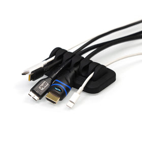 ENVISIONED desktop cable organizer close-up of the non-slip silicone base that keeps cables within reach.