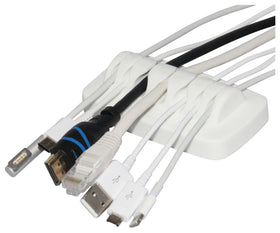 ENVISIONED heaviest cable organizer in white keeps cables tidy and accessible.