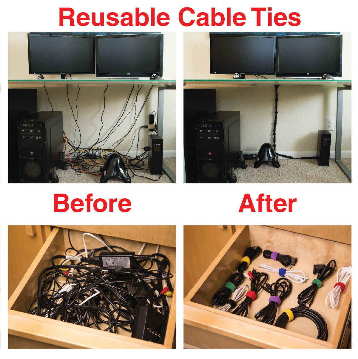 ENVISIONED network-audio-video cables organized with ENVISIONED clips