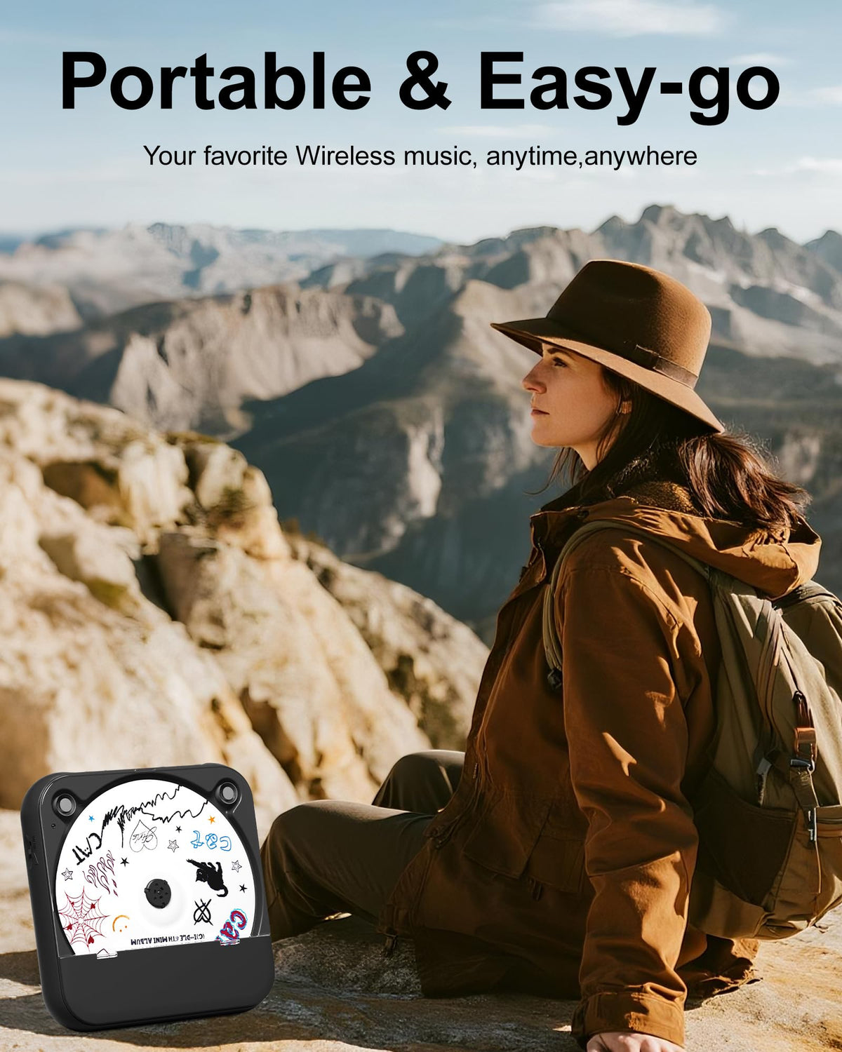 ENVYCLOUD outdoors in backpack scene demonstrating portable listening freedom