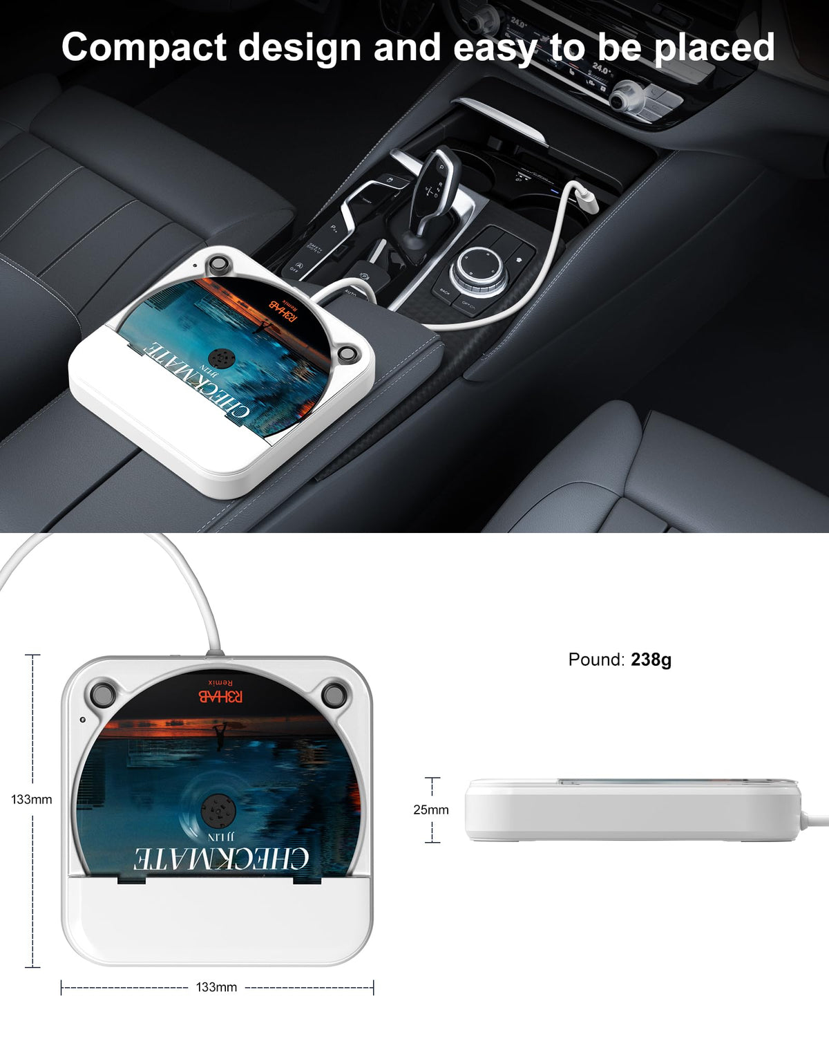 ENVYCLOUD in-car usage with car USB port, seamless playback for road trips.