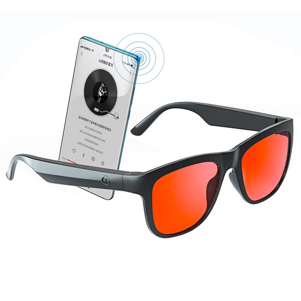 Enzemit GS01 open-ear audio sunglasses for music while staying aware of surroundings.