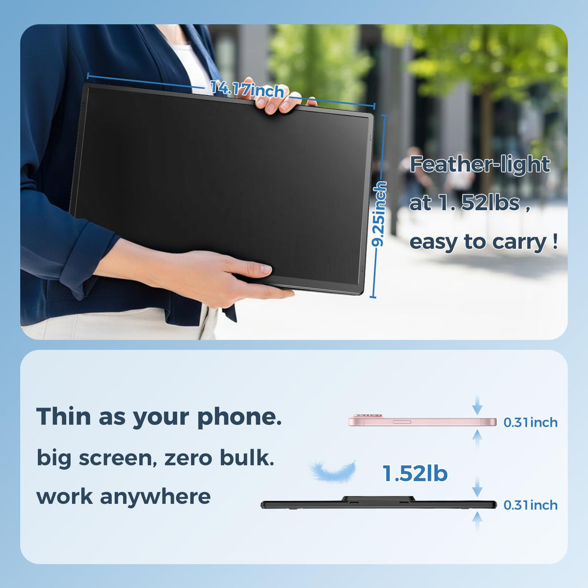 Enzion folded in travel bag showing compact transportability and convenience benefit