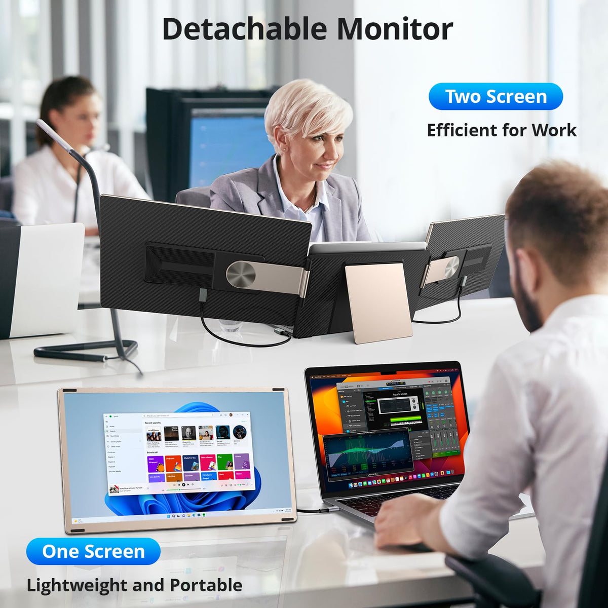 Enzion plug-and-play connectivity works with USB-C and HDMI without drivers.